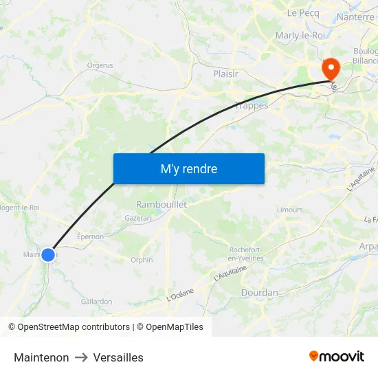 Maintenon to Versailles map