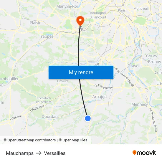 Mauchamps to Versailles map