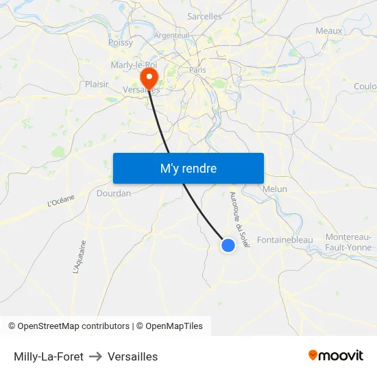 Milly-La-Foret to Versailles map