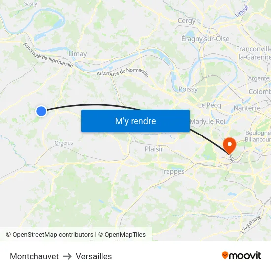Montchauvet to Versailles map
