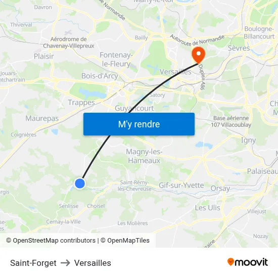 Saint-Forget to Versailles map