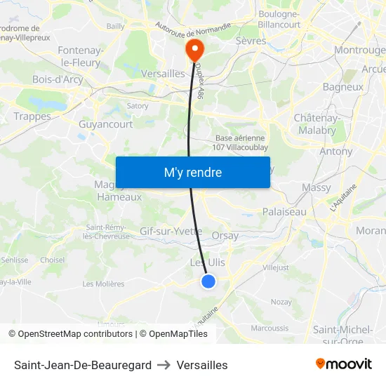 Saint-Jean-De-Beauregard to Versailles map