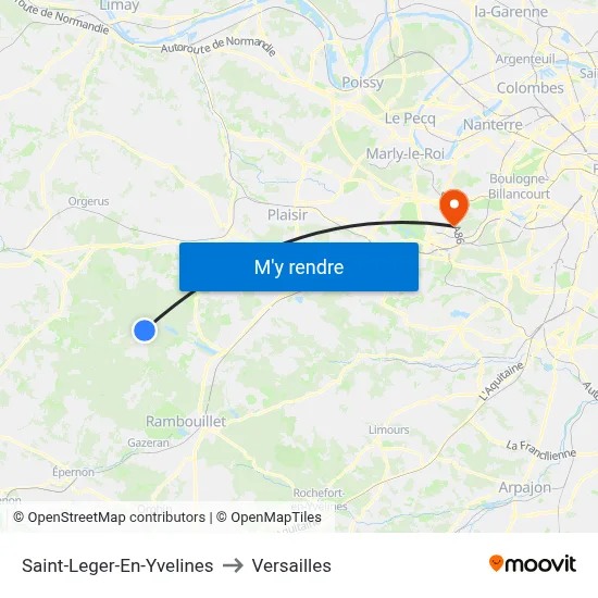 Saint-Leger-En-Yvelines to Versailles map