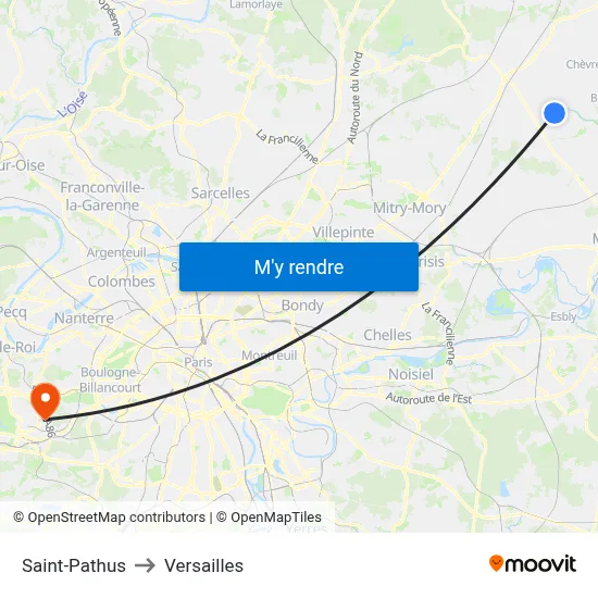 Saint-Pathus to Versailles map