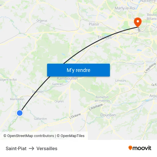 Saint-Piat to Versailles map