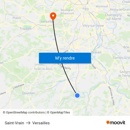 Saint-Vrain to Versailles map