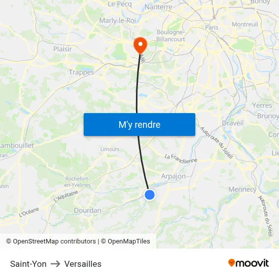 Saint-Yon to Versailles map