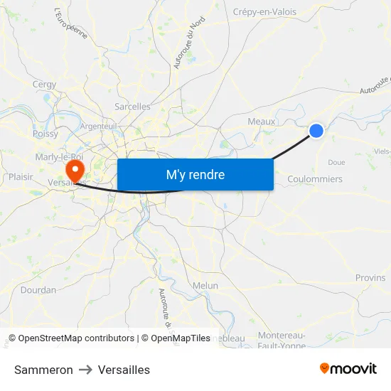 Sammeron to Versailles map