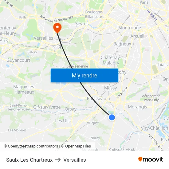 Saulx-Les-Chartreux to Versailles map