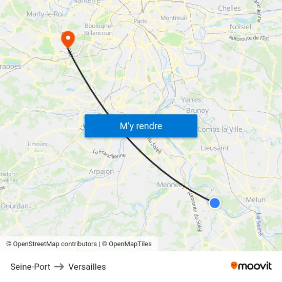 Seine-Port to Versailles map