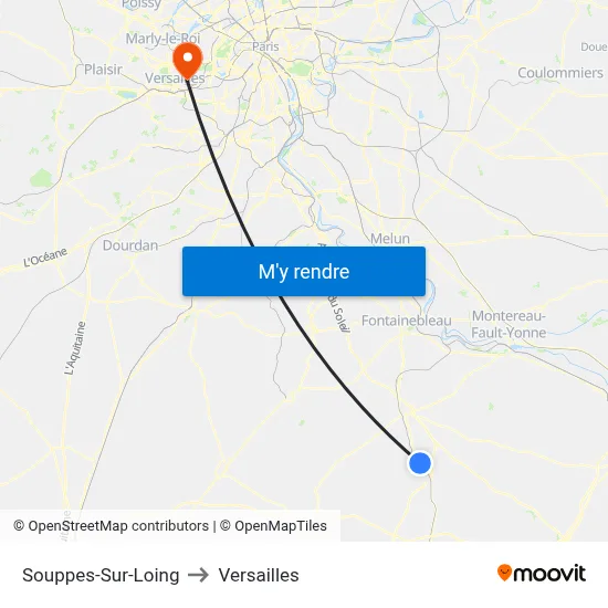 Souppes-Sur-Loing to Versailles map
