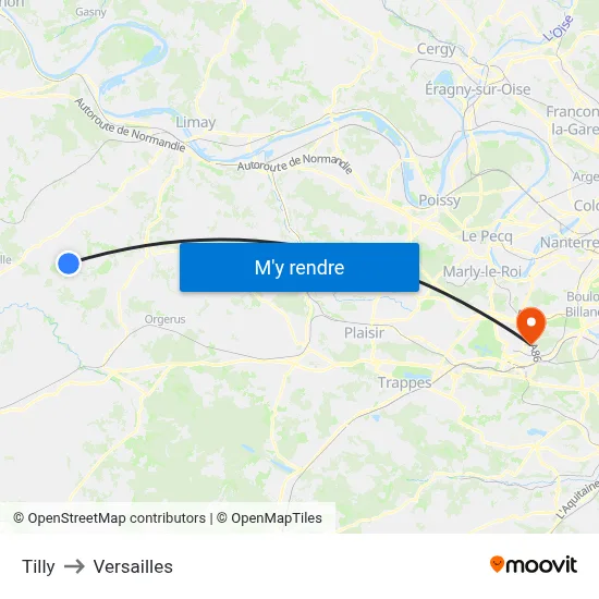 Tilly to Versailles map