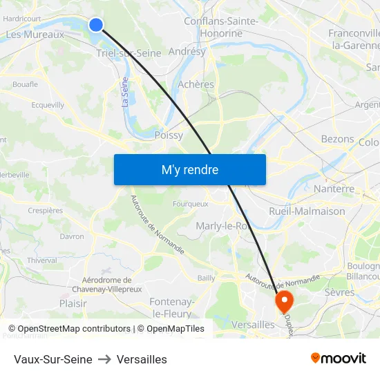 Vaux-Sur-Seine to Versailles map