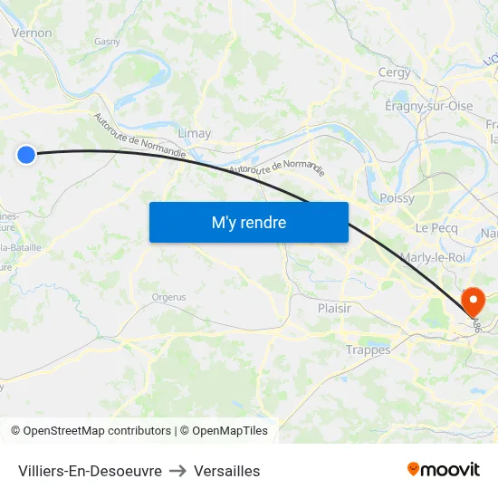 Villiers-En-Desoeuvre to Versailles map