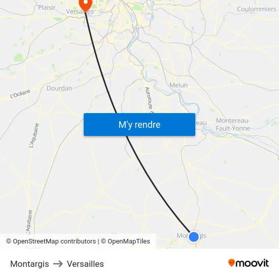 Montargis to Versailles map