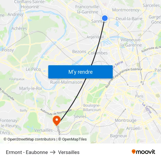 Ermont - Eaubonne to Versailles map
