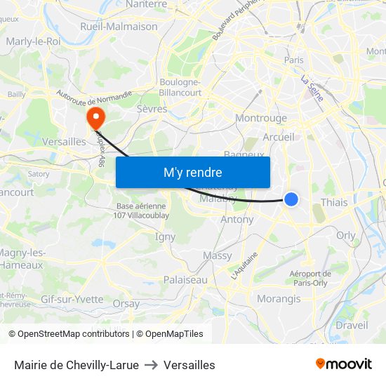 Mairie de Chevilly-Larue to Versailles map