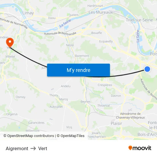 Aigremont to Vert map