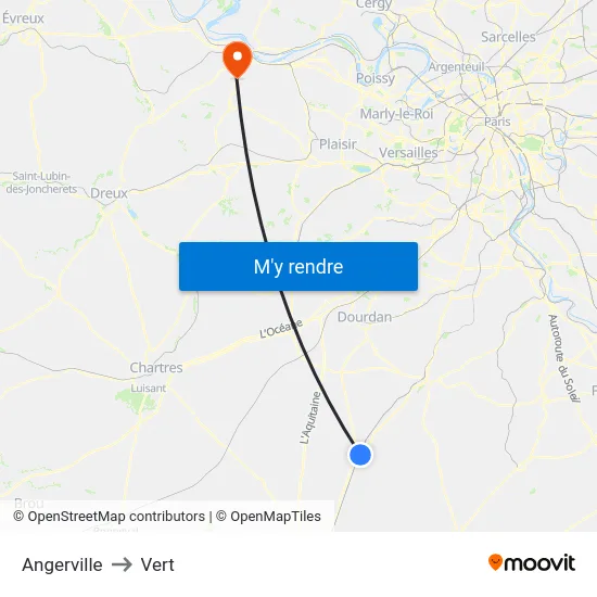 Angerville to Vert map