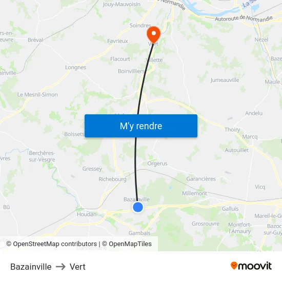Bazainville to Vert map