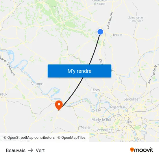 Beauvais to Vert map