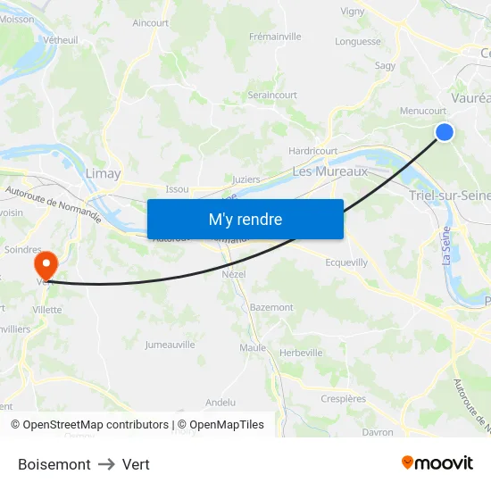Boisemont to Vert map