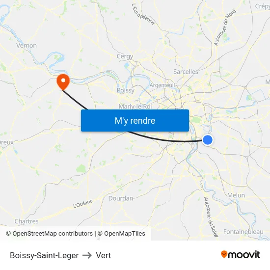 Boissy-Saint-Leger to Vert map
