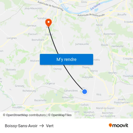 Boissy-Sans-Avoir to Vert map