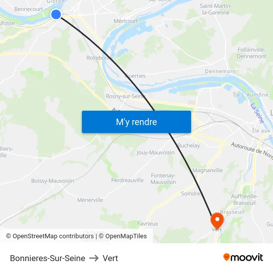 Bonnieres-Sur-Seine to Vert map