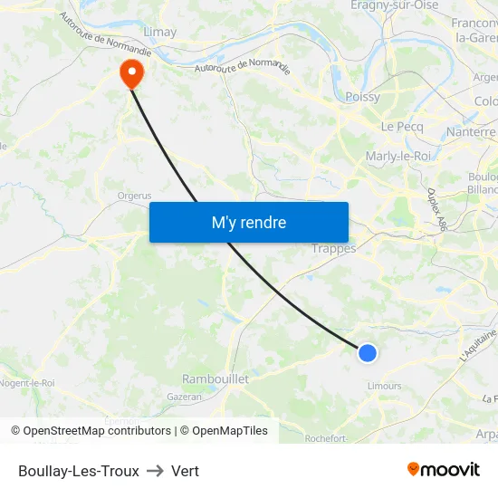 Boullay-Les-Troux to Vert map