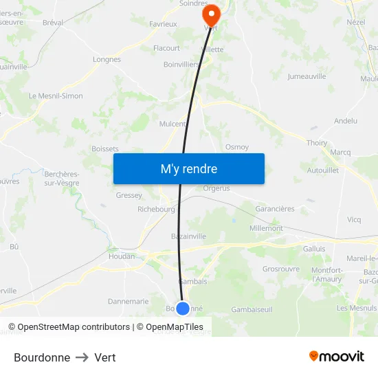 Bourdonne to Vert map
