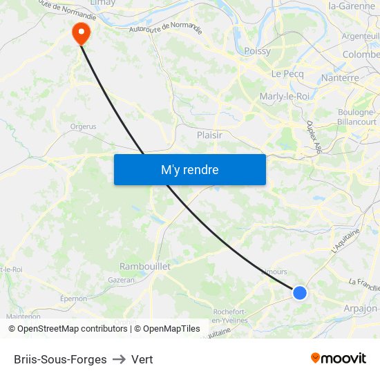 Briis-Sous-Forges to Vert map