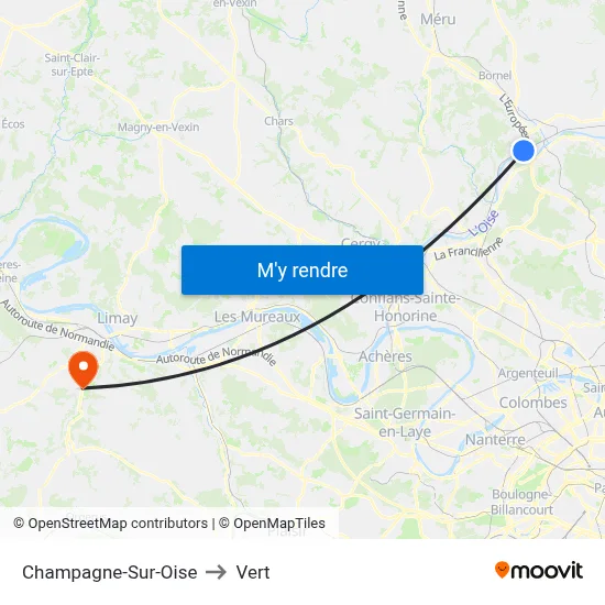 Champagne-Sur-Oise to Vert map