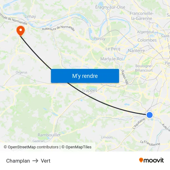 Champlan to Vert map