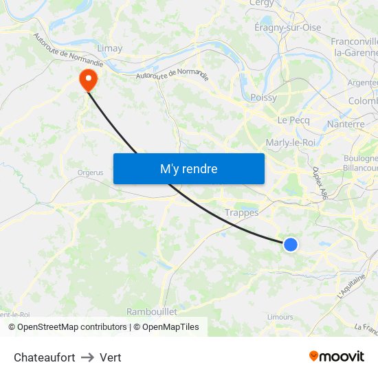 Chateaufort to Vert map