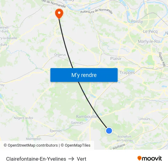 Clairefontaine-En-Yvelines to Vert map