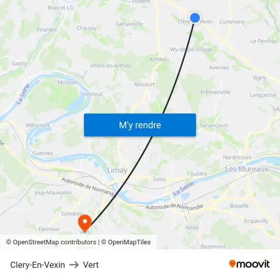 Clery-En-Vexin to Vert map