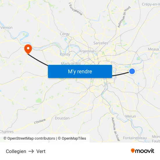Collegien to Vert map