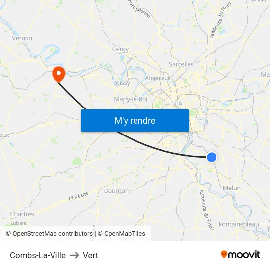 Combs-La-Ville to Vert map