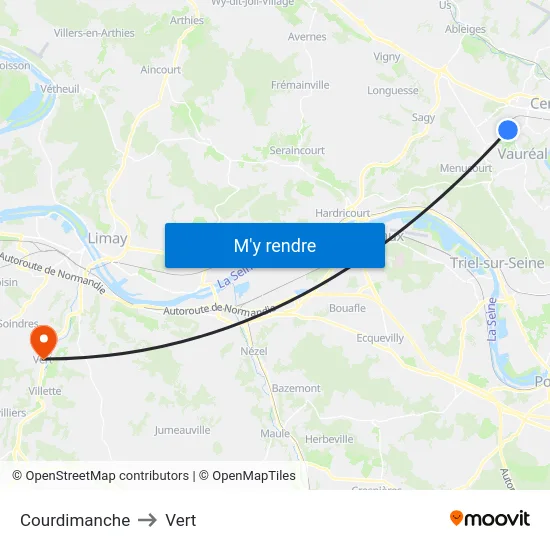 Courdimanche to Vert map