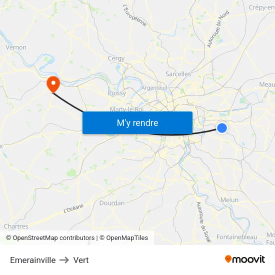 Emerainville to Vert map