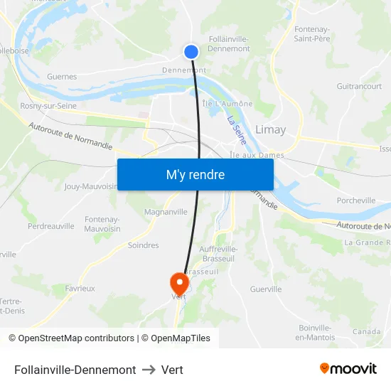 Follainville-Dennemont to Vert map