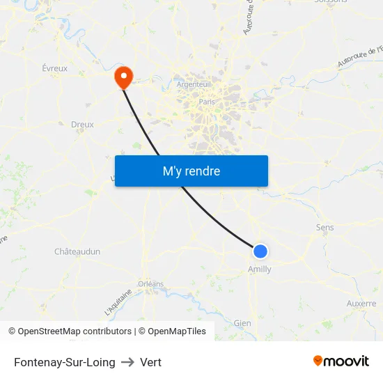 Fontenay-Sur-Loing to Vert map