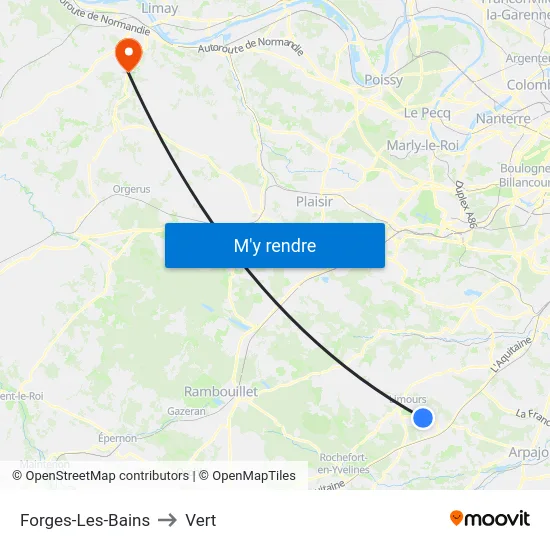 Forges-Les-Bains to Vert map