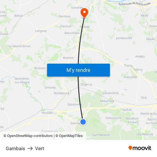 Gambais to Vert map