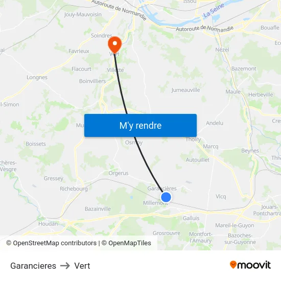 Garancieres to Vert map