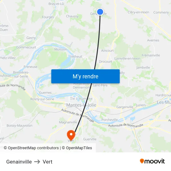 Genainville to Vert map