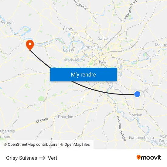 Grisy-Suisnes to Vert map