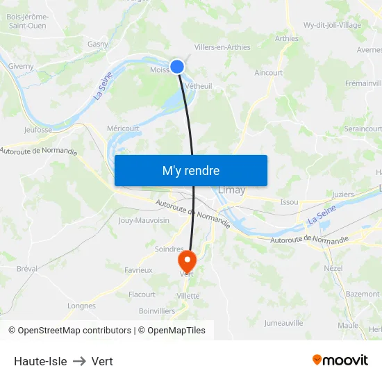 Haute-Isle to Vert map