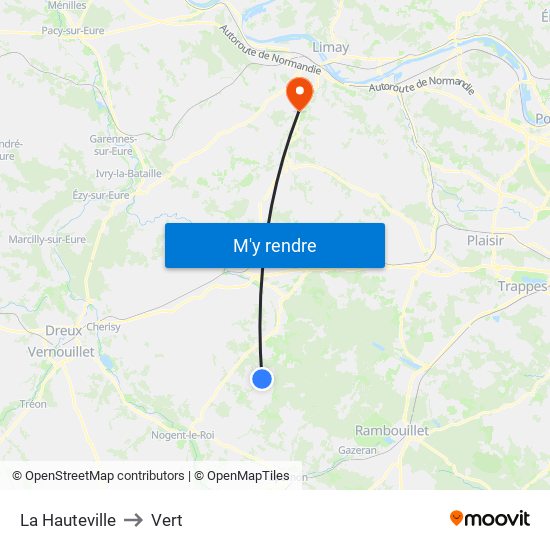 La Hauteville to Vert map